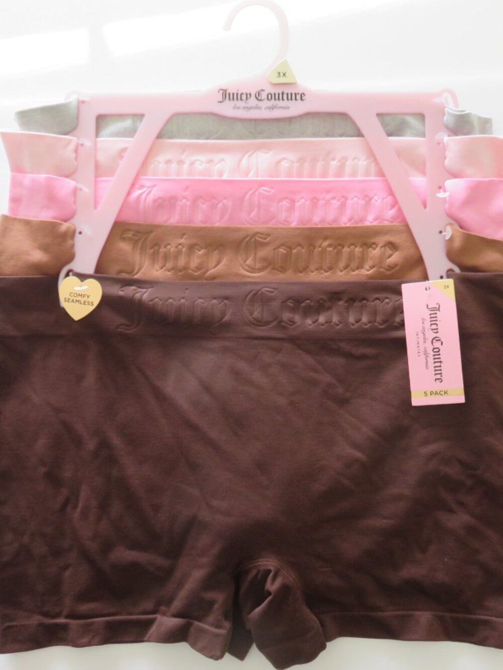 (#123) Juicy Couture Intimates Comfy 5 Pack Logo Boyshort Panties Size 3X - Picture 2 of 5
